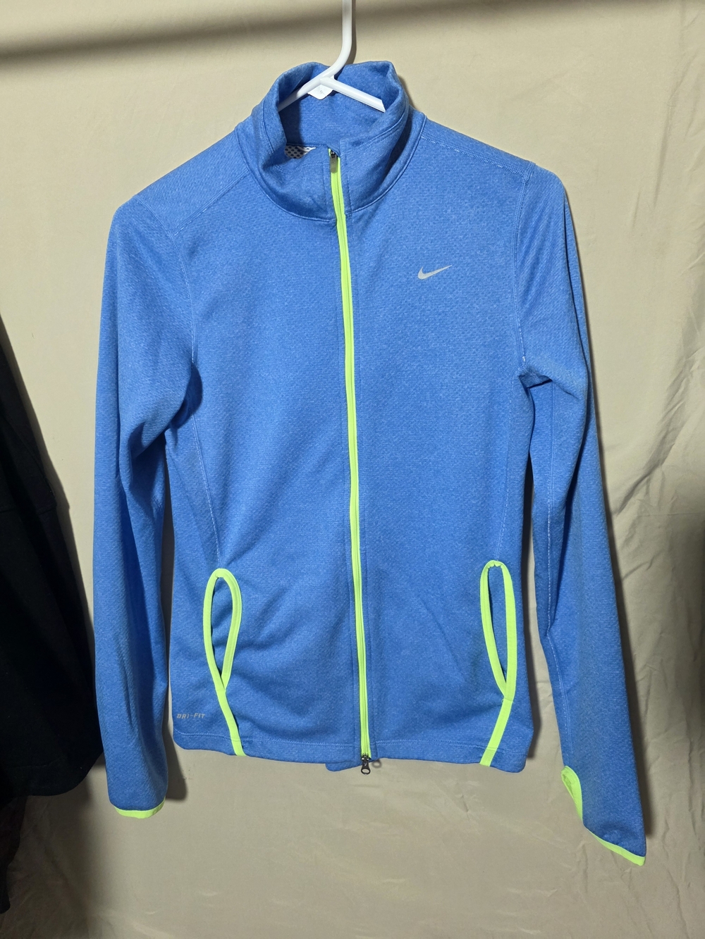 Nike Blue Full-Zip Athletic Jacket with Neon Trim